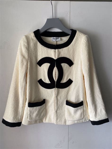 chanel cc logo print jacket|pre owned Chanel jackets.